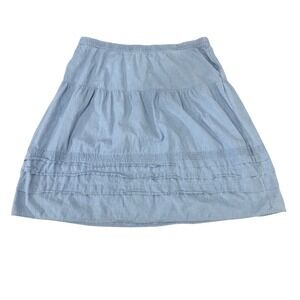 Lane Bryant Light Wash Chambray Tiered Ruffle Skirt Plus Size 22/24 Prairie Boho